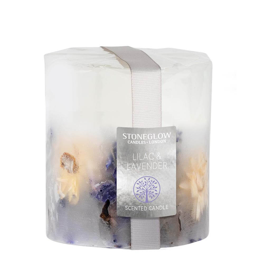 Stoneglow Natures Gift Lilac & Lavender Natural Wax Pillar Candle